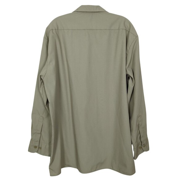 Dickies Mens Long Sleeve Button-Up Work Shirt Size XL Khaki Cotton/Polyester - Picture 2 of 15